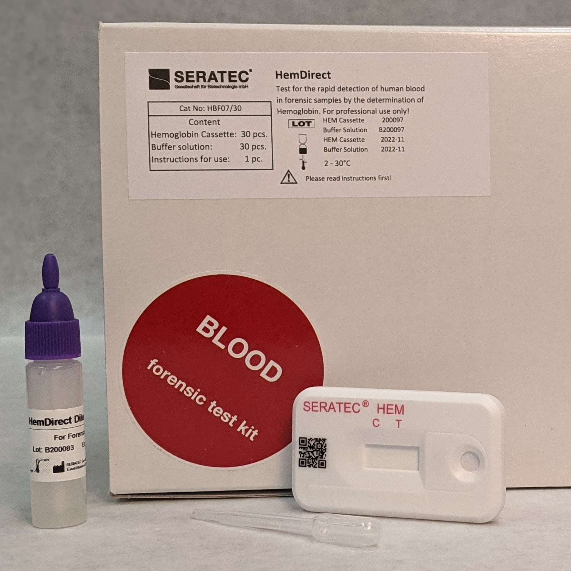 PRUEBA DE HEMOGLOBINA  FORENSE -HemDIRECT- SERATEC