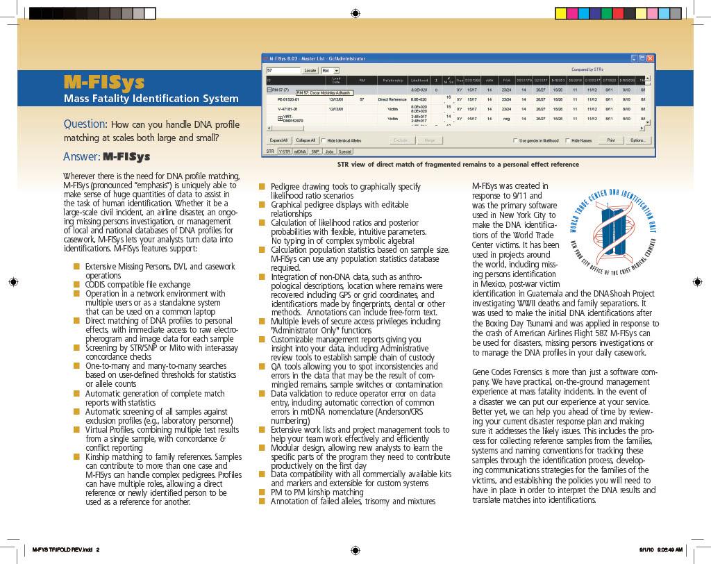 SOFTWARE PARA BASE DE DATOS DE ADN  M-FISys  MCA GENE CODES
